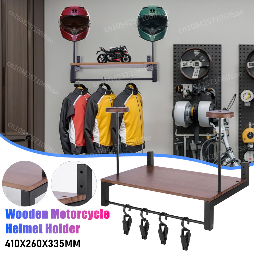 Motorcycle Gear Display Rack - Rak Pajangan Kayu untuk Aksesori Sepeda