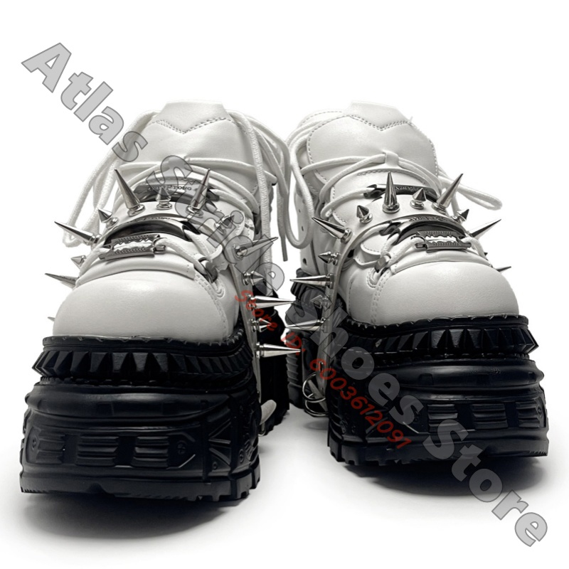 Sepatu Sneakers Platform Punk  - Motorcycle Gear White ulasan dan harga