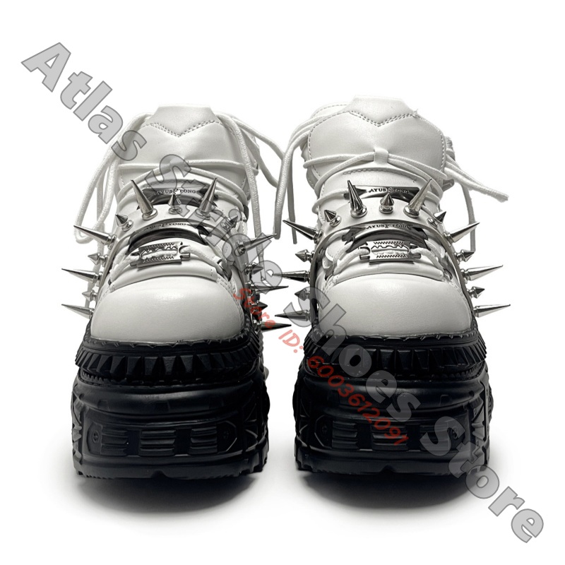 Sepatu Sneakers Platform Punk  - Motorcycle Gear White ulasan dan harga