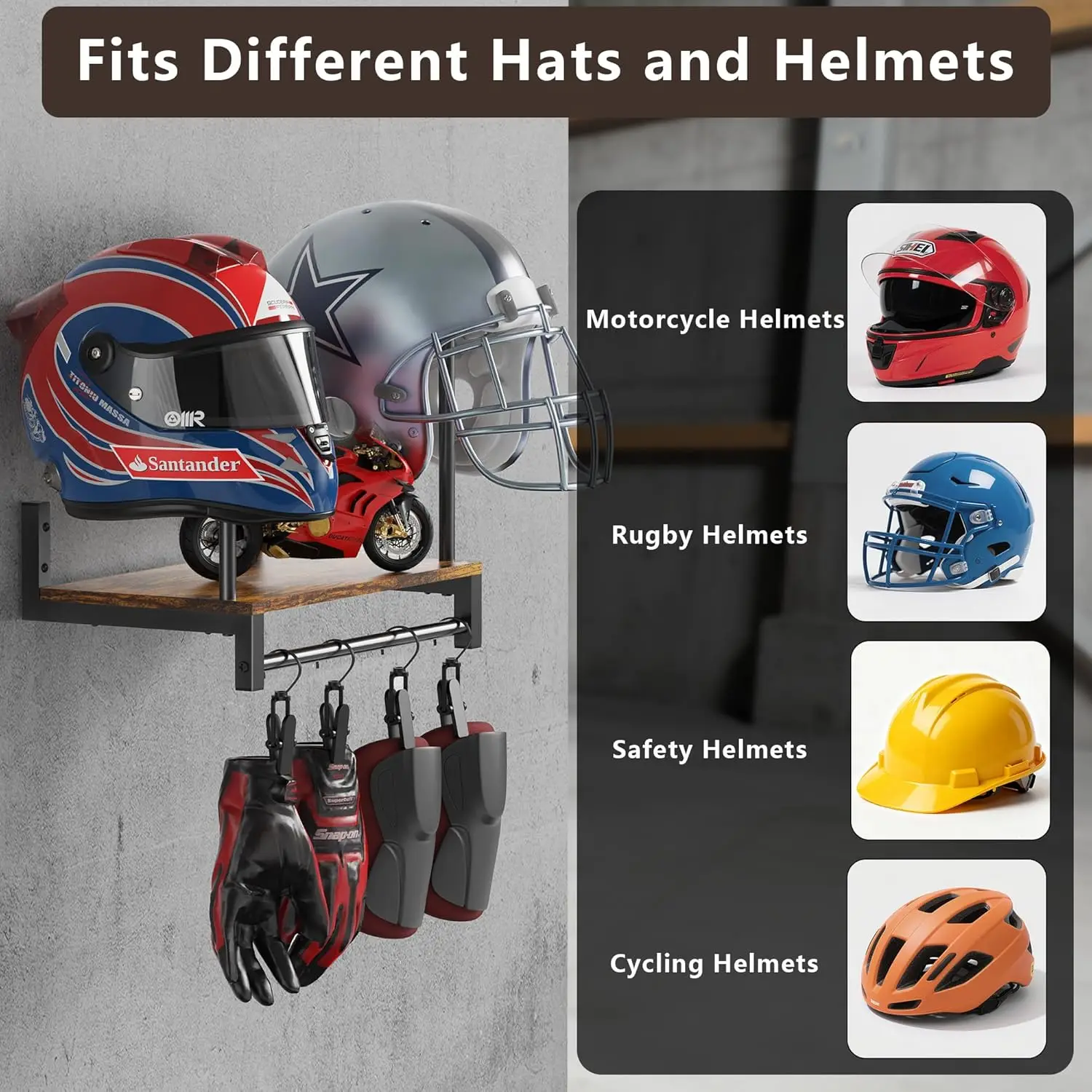 Rak Helm Motor Ganda, Dudukan  - Motorcycle Gear Display Rack ulasan dan harga