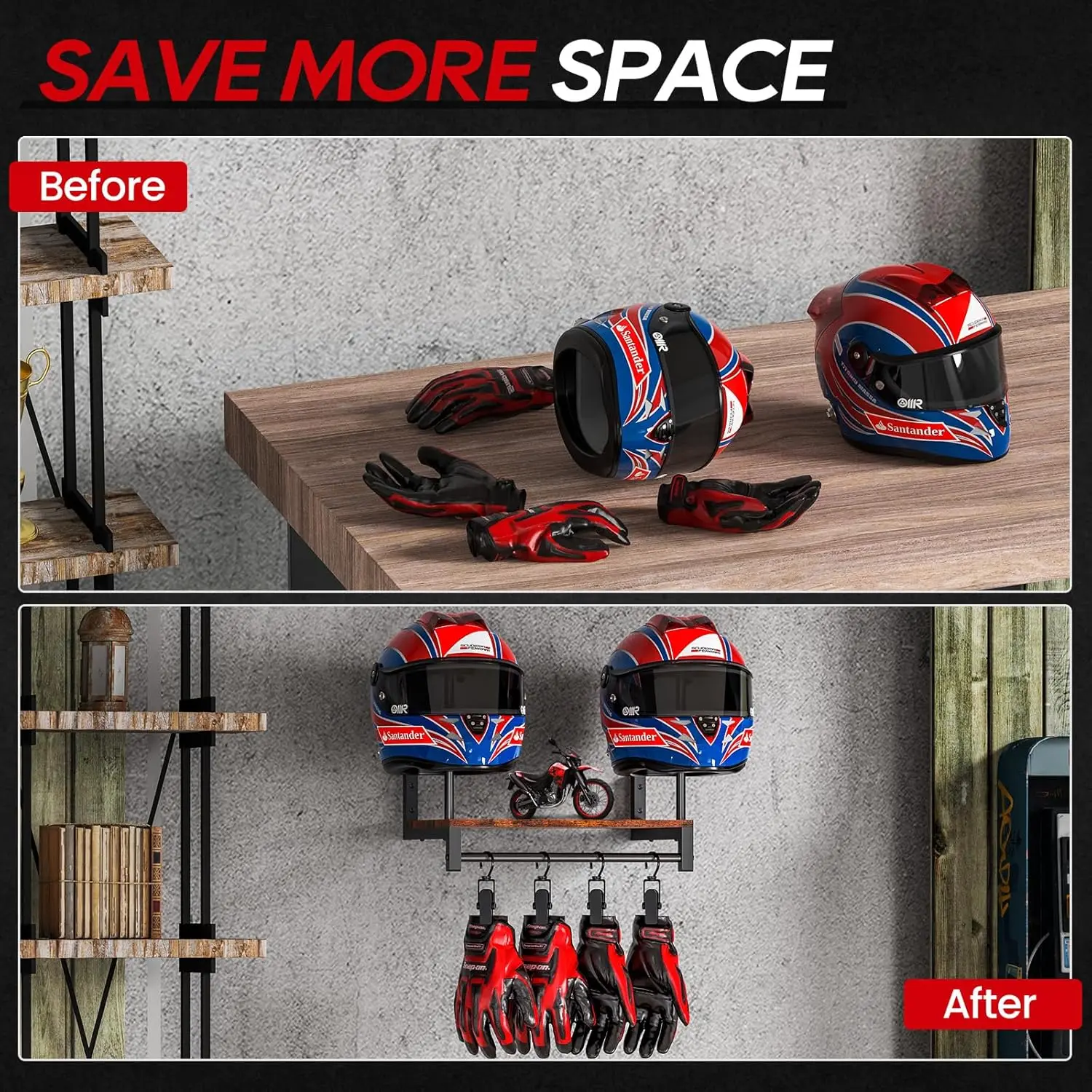 Rak Helm Motor Ganda, Dudukan  - Motorcycle Gear Display Rack ulasan dan harga